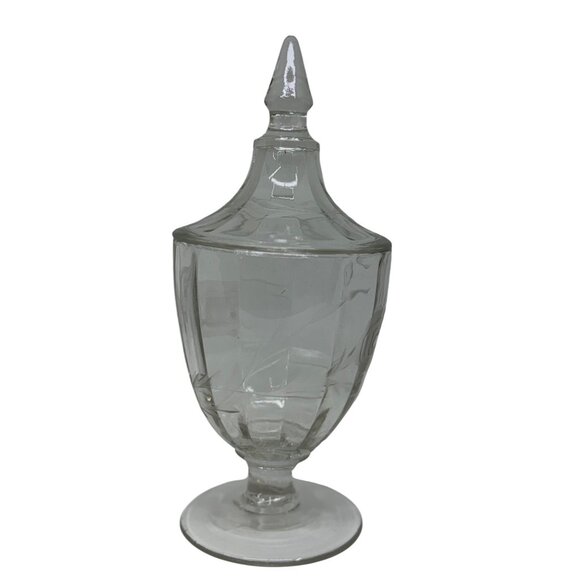 VTG Antique Westmoreland Colonial Etched Glass Candy Jar w/ Lid 9" Pedestal EAPG - Picture 1 of 8